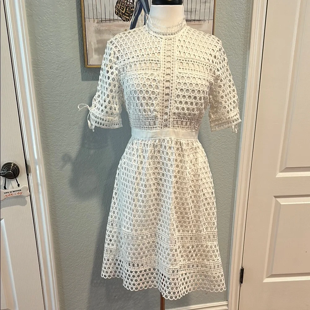 Simply Couture Sz Large (Juniors) White A-Line Lace Midi Dress • NWT! - Picture 1 of 12